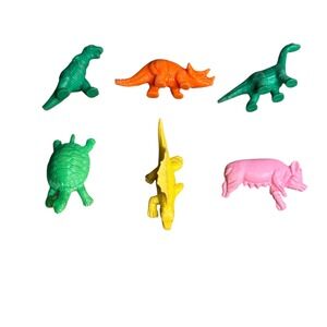 Set of 6 Animals Dinosaurs Vintage Plastic Prehistoric Playset Figures